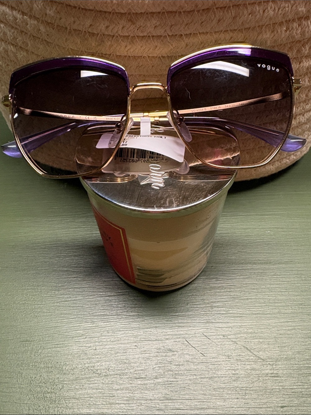 Vogue Gold Frame Sunglasses with Purple Gradient Lenses - Picture 4 of 6